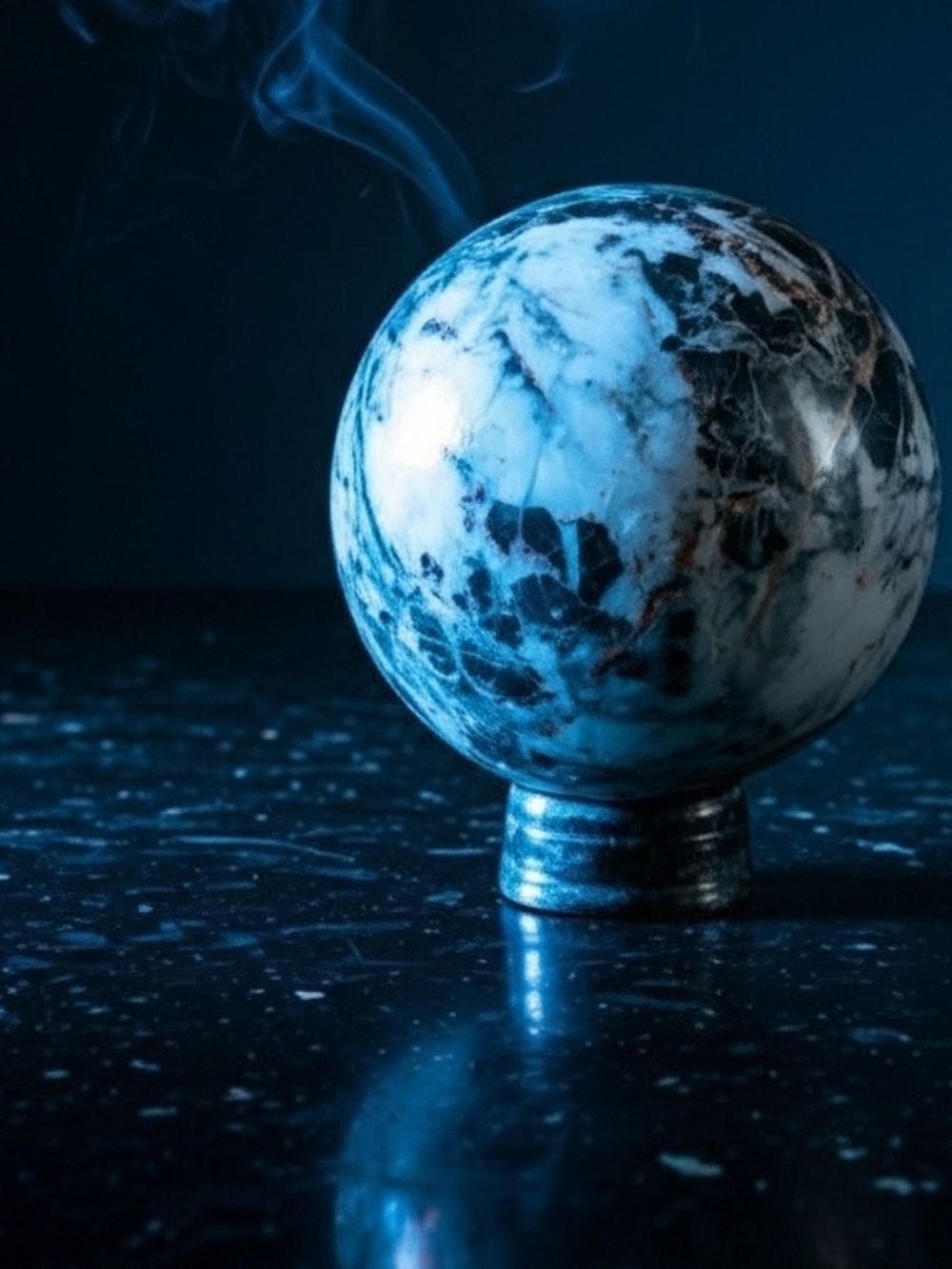 Marble Orb Decorative Sphere - Blue and White